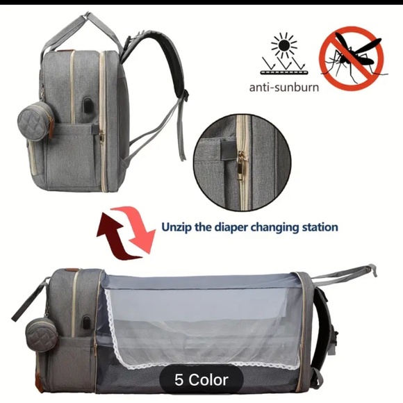 Baby Diaper Bags with Changing Station, Waterproof Diaper Bag Backpack - Picture 4 of 8